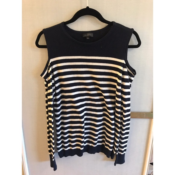 Cold-Shoulder Striped Sweater - Picture 1 of 2